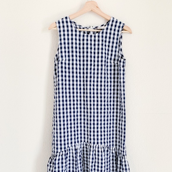 Navy Plaid Dress Sz M - Picture 2 of 5